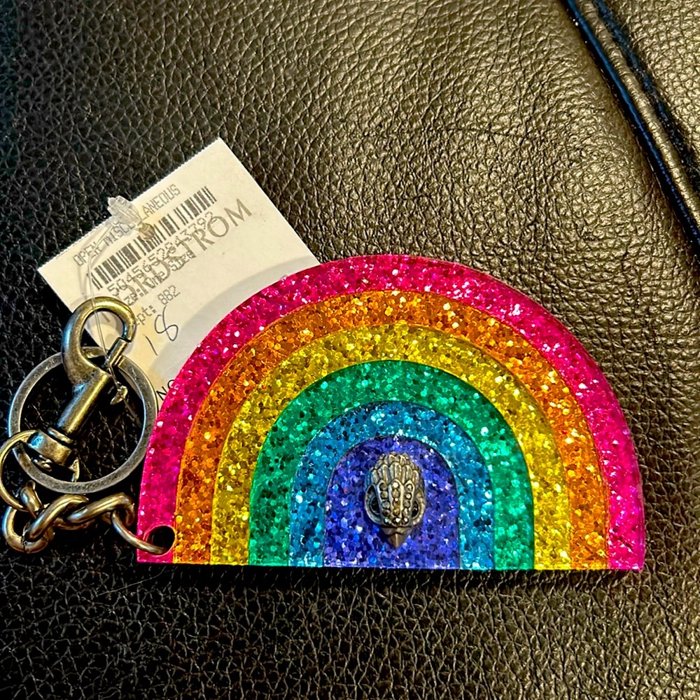NWT Kurt Geiger Rainbow Acrylic Keychain Rare and Discontinued! Approx 4in Wide